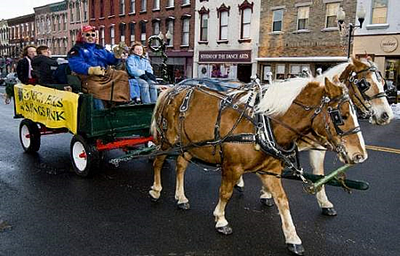 Horse-drawn carriage rides are offered in Seneca Falls, which is celebrating its resemblance to the fictional Bedford Falls in It's a Wonderful Life. (Provided by Hotel Clarence). 